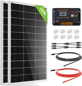 Am-l02m100n-lcwmz-2 Eco-worthy 200 Watts 12 Volt/24 Volt Solar Panel Kit 30a Pwm Charge Controller