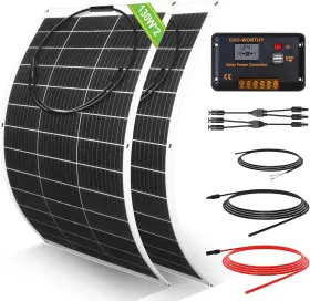 Us-l02am130-cwm-2 Eco-worthy 2pcs 130w Mono Solar Panel 30a 12v Charger Controller Cable Tray Cab