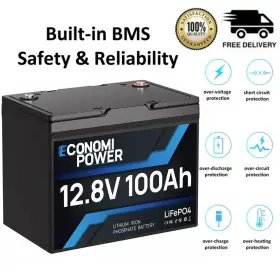 12-100ev Economipower 12v 100ah Lifepo4 Lithium Battery 4000 Deep Cycle Rechargeable For Rv Solar Us