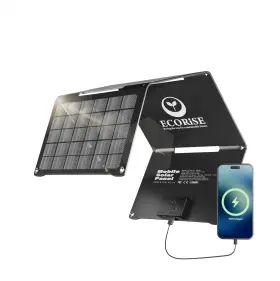 Ecorise 595058707019 Portable Foldable Solar Panel Usb-c And Usb-a Fast Charging 28w Ideal For Disas