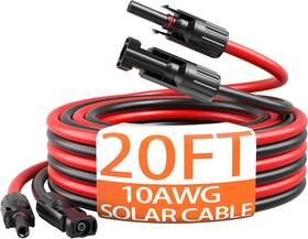 Energeaster 313090854836 10awg Solar Cable Kit With Connectors 20ft Red And Black Extension