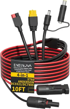Enernova 313049446402 10ft Solar Panel Adapter Cable Kit 4-in-1