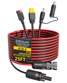 Va-enpg48ba-usas-new Enernova Solar Panel Adapter Kit 25ft Charge Cable 4-in-1 Xt60