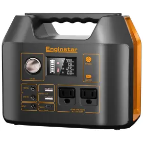300w Enginstar 762765727195 Portable Power Station Solar Generator 110v 296wh Bank Two Pure Si