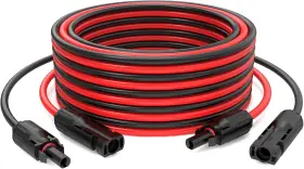 Solar-hk01 Evhiking 10awg Solar Extension Cable 20ft Black And Red With Male To Black&red