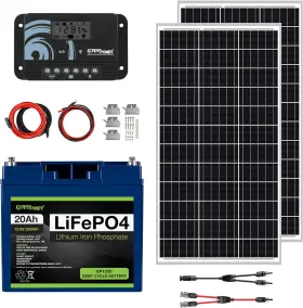 C9lbxlfp12 Expertpower 200w 12v Solar Power Kit 20ah Lifepo4 Lithium Battery Mono Rigid S