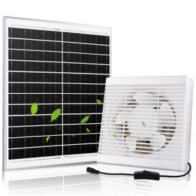 Fanspex 676327112377 Solar Powered Exhaust Fan 20w Panel 8 Inch Shutter Vent Kit Fo