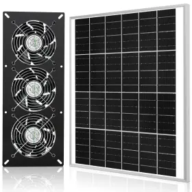 Fanspex 676327112575 Solar 3 Fan Kit 25w Panel Powered Exhaust For Outdoor Chicken Coop