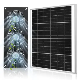 Fanspex 676327112827 Solar 3 Fan Kit 25w Powered Fans For Outdoor Chicken Coop Greenhouse S