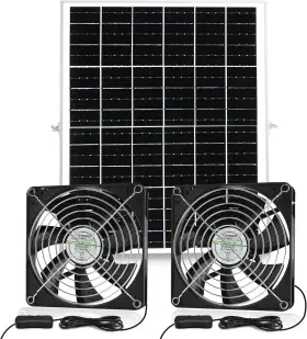 Fs-14e Fanspex Ip67 Waterproof Solar Dual Fan Kit For Outside Chicken Coop 25w Panel Pow