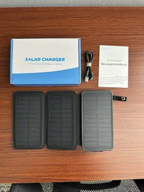 Hi-s024 Feelle Solar Charger 24000mah Power Bank 3 Panels And Dual Fast