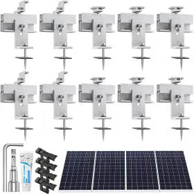 93-9rif-t91m Feidyns Solar Panel Mounting Brackets Kit 10pcs Roof Mount For 1-4