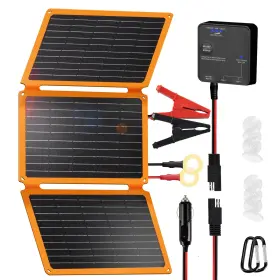 Fold-fles-30w-ufa Fieryred 30w Folding Solar Battery Trickle Charger Maintainer 2-in-1 Portable 12v Sol