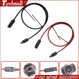 474682 Findmall 1pair 30ft Black Red 12awg Solar Panel Extension Cable Wire Connector
