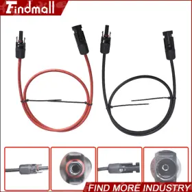 474708 Findmall 1 Pair 12awg 15ft Black Red Solar Panel Extension Cable Wire Connector