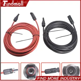474734 Findmall 1 Pair 20ft 12awg Black Red Solar Panel Extension Cable Wire Connector