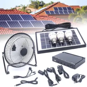 Fletxify 758483551822 Solar Power Panel 3 Led Lights Generator Energy Storage Usb Charger System K