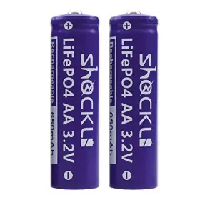 Funkawa 787446043814 2- Pack Shockli Aa 3.2 Volts Lifepo4 650mah Rechargeable Battery L
