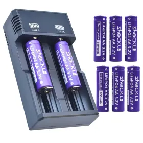 Funkawa 787446466361 8-pack Shockli Aa 3.2v 650mah Lifepo4 Rechargeable Solar Battery With Charg