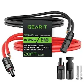 Gearit 604015498380 10awg Solar Extension Cable 20ft Black - Red Male To Female Sol
