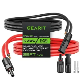 Gearit 604015498397 10awg Solar Extension Cable 25ft Black - Red Male To Female Conn