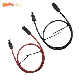 Genrics Icc1588620 1 Pair 3ft Durable Solar Panel Extension Cable Wire Connector 10 Awg Black Red