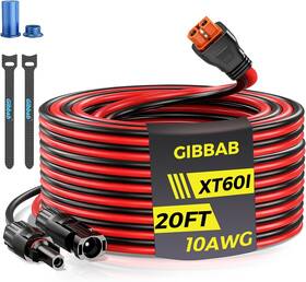 Gibbab 711181237542 20ft 10awg Solar To Xt60i 3 6 10 16 20 25ft Panel Connector Xt6