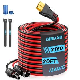 Gibbab Sxt60i-gb-c 12awg 20ft Xt60 Solar Charging Cable Black And Red