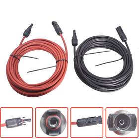 Globalmart-top Gt3323138 20 Feet 12awg Black Red Solar Panel Extension Cable Wire Connector 1 Pair