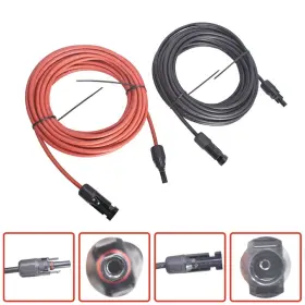 Gt3323502 Globalmart-top 1 Pair 30 Ft 12 Awg Black Red Solar Panel Extension Cable Wire Connector