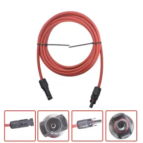 Gt3324230 Globalmart-top 15 Feet Black Red 10 Awg Solar Panel Extension Cable Wire Connector 1 Pair