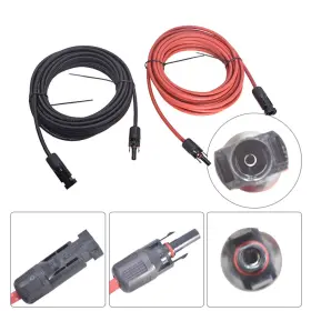 Gt3324594 Globalmart-top 25 Feet 1 Pair 10awg Black Red Solar Panel Extension Cable Wire Connector