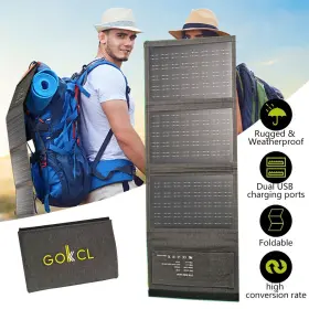 Qm-21-50w Gokkcl Solar Panel Folding Etfe Power Bank 50watt Outdoor Camp Hiking Usb Phone Charger