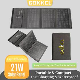 Gokkcl Qm-21w Monocrystalline Solar Panel Folding Power Bank Camping Hiking Phone Charger Rv