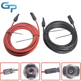 Gre91295 Greatparts New 1 Pair 4mm /12awg 20ft Solar Panel Extension Cable Wire Connector Black Red
