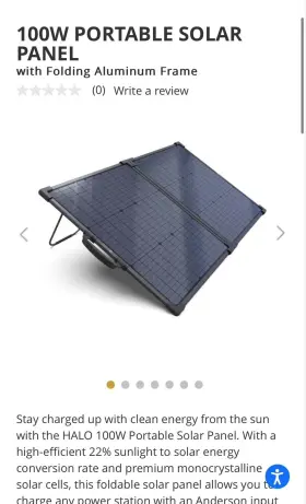 Hal-slp-0001 Halo 100w Portable Solar Panel With Folding Aluminum Frame