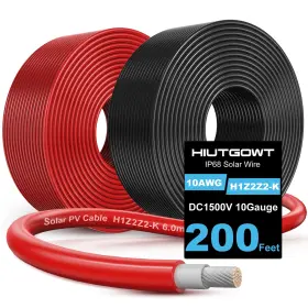 2x60m Hiutgowt 2x200ft Solar Wire 10awg Cables Extension Cable 10 Gauge Tinned C