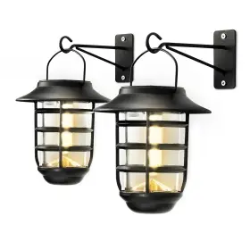 Home Zone 889526569990 Security 2-pack Solar Wall Hanging Lights Lifepo4 Battery - Black