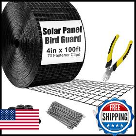 Hoqqf B0fqnpyyf3 4in X 100ft Solar Panel Bird Guard - 1/2 Inch Black Pvc Mesh Galvanized Rust-r