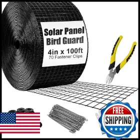 B0fqnpyyf3 Hoqqf 4in X 100ft Solar Panel Bird Guard - 1/2 Inch Black Pvc Mesh Galvanized Rust-r