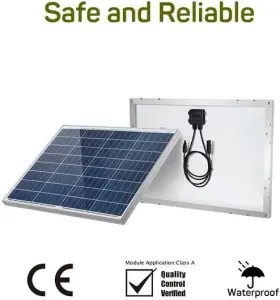 E-1153 Hqst Solar Panel 50 Watt 12 Volt Polycrystalline Portable High Efficiency Modul