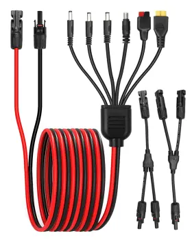 Reyyglx0601swq Huquzn Solar Panel Extension Cable Kit 16awg 1 To 6 Splitter And 14awg