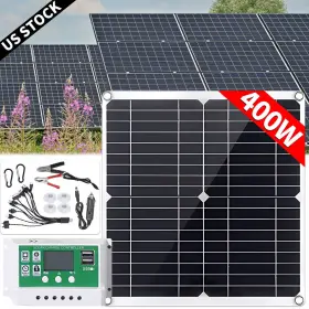 Ikaufen 883646398331 400 Watts Solar Panel Kit 100a 12v Battery Charger With Controller Caravan Boat Rv