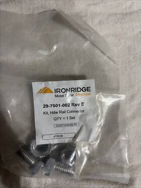 Ironridge 29-7001-002 Lot Of 14 Bags - Rail Connector Hardware Kits Rev E