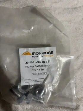 29-7001-002 Ironridge Lot Of 14 Bags - Rail Connector Hardware Kits Rev E