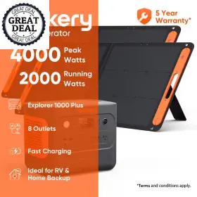 2000w Jackery 313039087042 Output Solar Generator Push Button Start Lifepo4 With Two 100w Panels