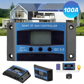 Jia5377 600609714096 100a Mppt Solar Panel Regulator Charge Controller 12/24v Auto Focus Tracking Lcd