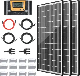 Jjn 744759597434 300 Watt 12 Volt Monocrystalline Solar Panels With 40a Pwm Charge Controller 2