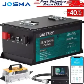 Pa-48105 Josma 48v 105ah Lithium Golf Cart Battery 6000 Cycles Metal Case With Charger Monitor