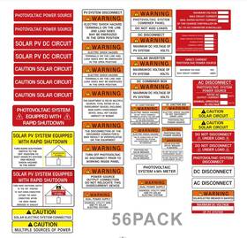 Joyfulmap Jm Ys01101-48pcs/f88 56 Pack Pv Solar System Install Label Kit Photovoltaic Safety Labels Photovo